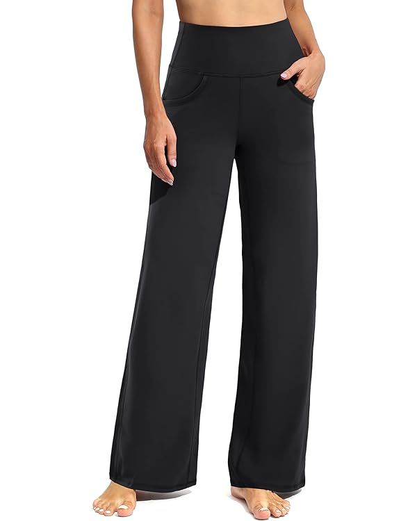 Promover Wide Leg Pants Woman Yoga Pants with Pockets Stretch Loose Casual Lounge Sweatpants Peti... | Amazon (US)