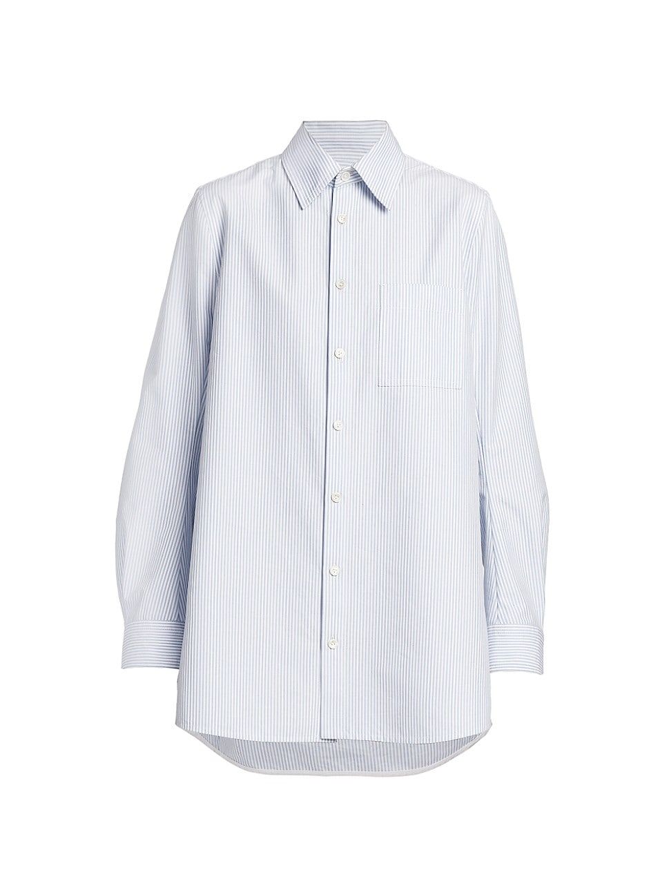Women's Striped Cotton Shirt - Pale Blue White - Size 2 | Saks Fifth Avenue