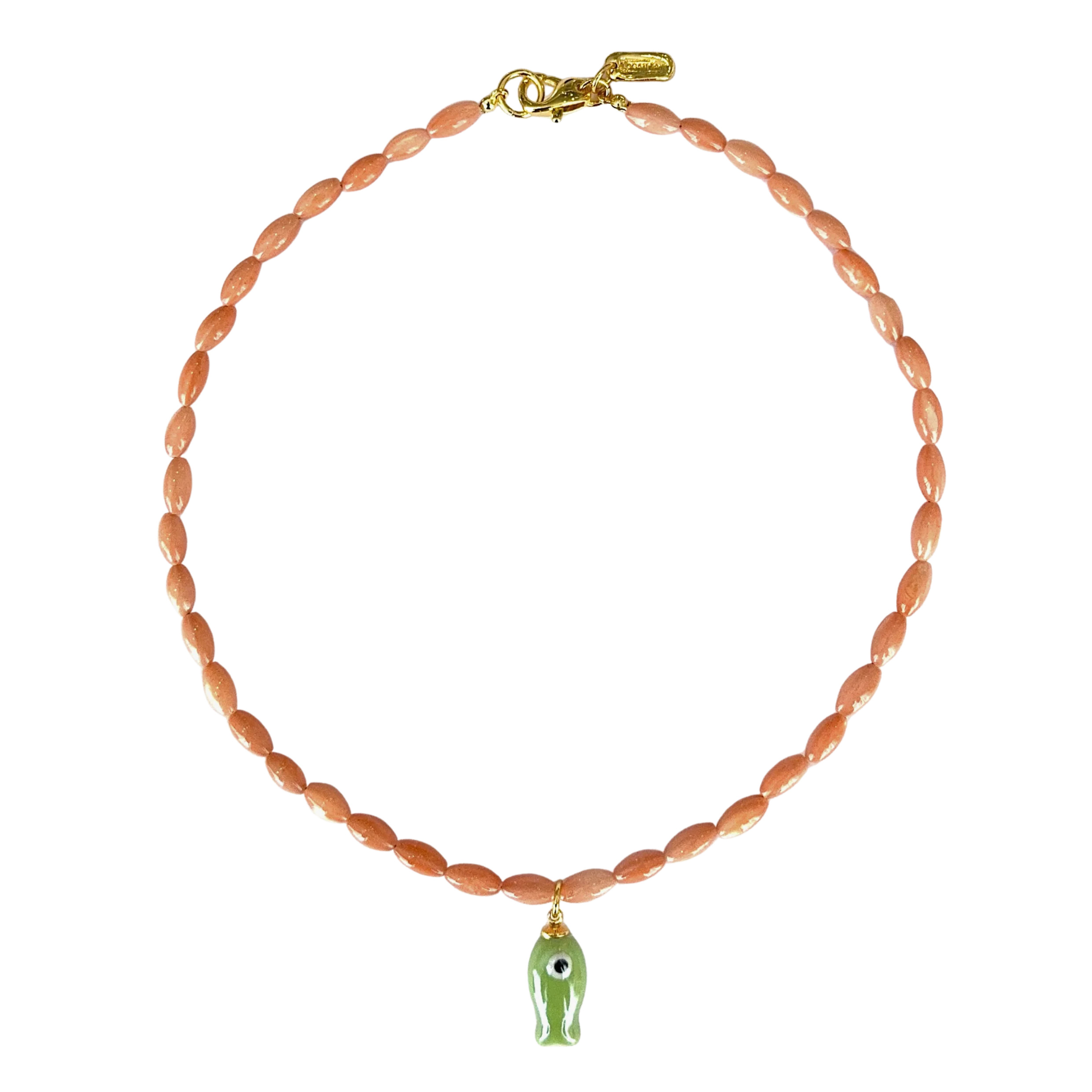 Coral Beaded Fish Necklace | Logan Tay