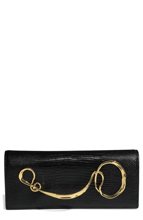 Alexis Bittar Twisted Side Handle Leather Clutch in Black at Nordstrom | Nordstrom