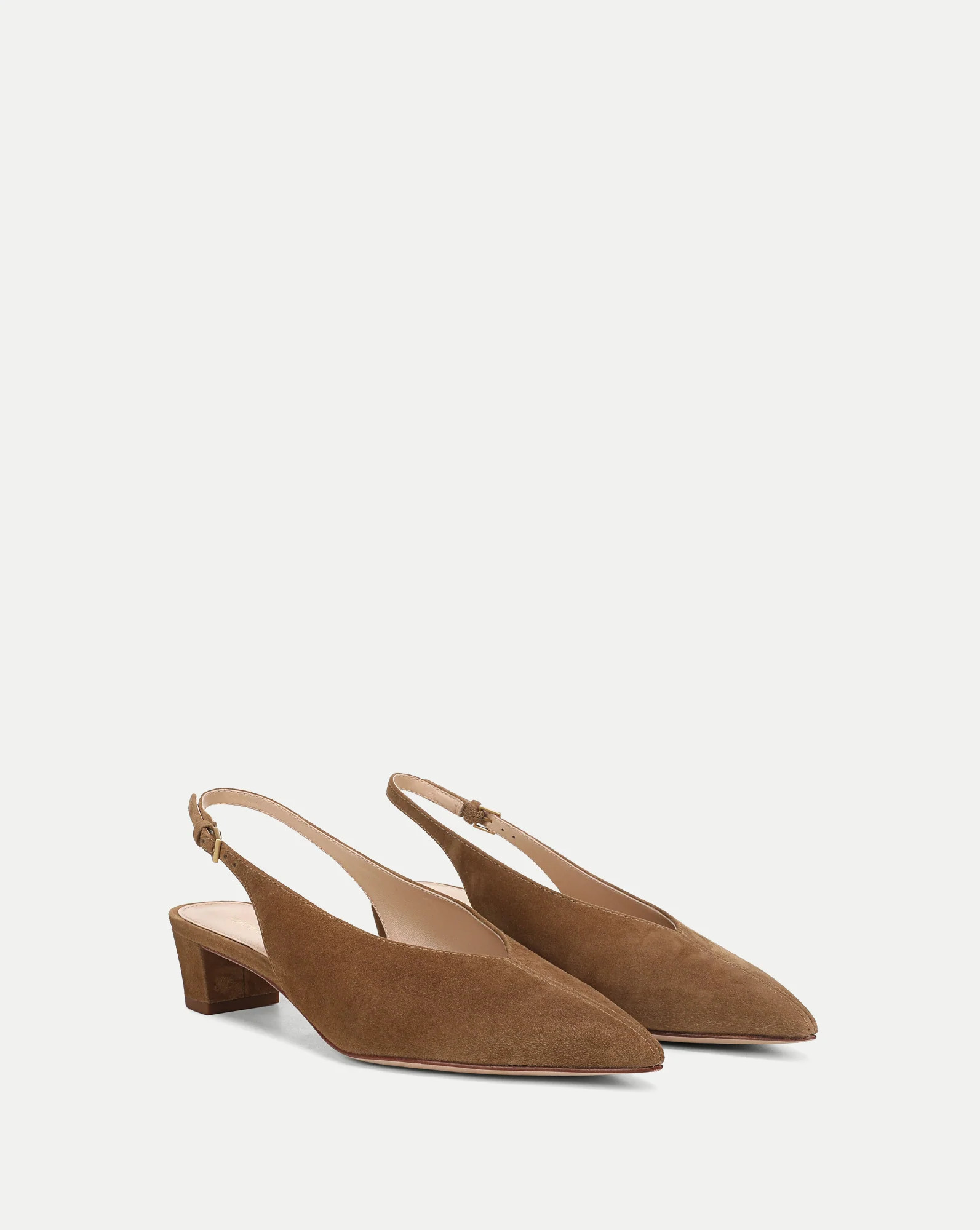 Pamela Slingback Heel in Brown Suede Chestnut | Veronica Beard | Veronica Beard