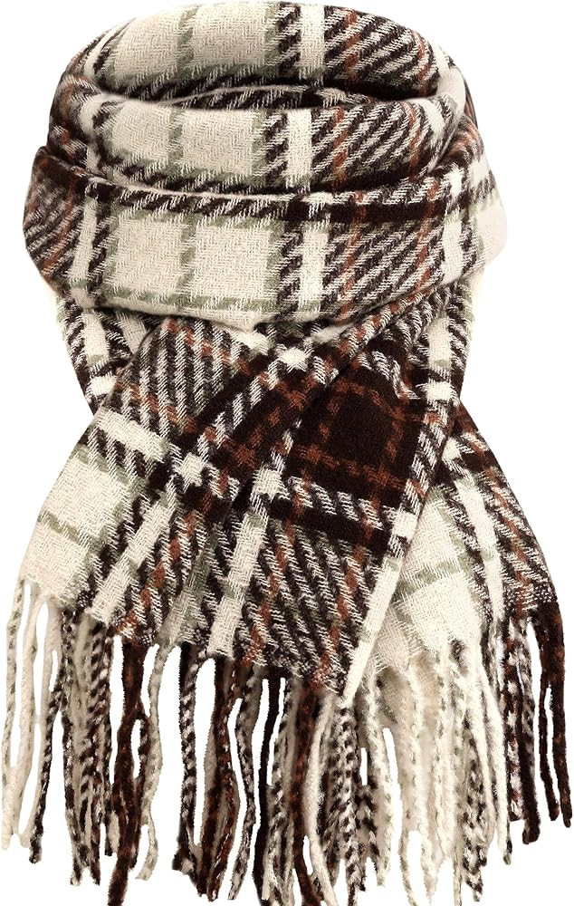 Winter Scarf for Women, Fashion Long Plaid Shawls Big Grid Winter Warm Lattice Large Scarf | Amazon (US)