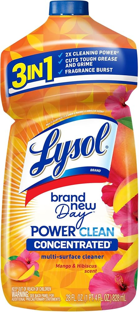 Lysol Power Clean Multi-Surface Cleaner, 2x Concentrated Pour, Mango & Hibiscus, 28 Fl Oz | Amazon (US)