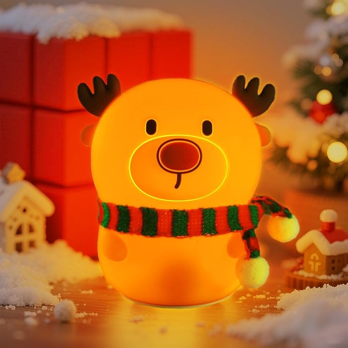 Colorful Life Silicone Reindeer Night Light – Tap Control Cute LED Bedside Lamp for Kids, Baby,... | Amazon (US)
