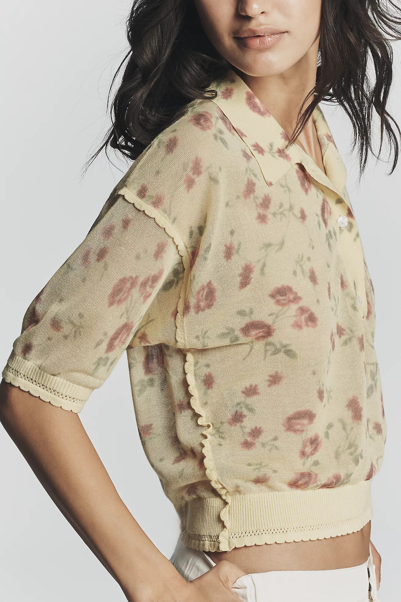 Maeve Short Sleeve Sheer Pullover | Anthropologie (US)