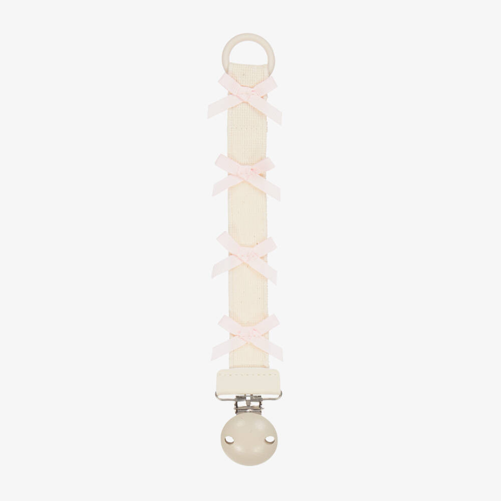 Elodie Girls Ivory & Pink All About Bows Dummy Clip | Childrensalon