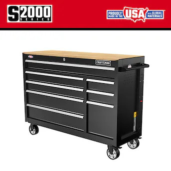CRAFTSMAN 2000 Series 51.2-Inches L x 37.5-Inches H 8 -Drawers Rolling Black Wood Work Bench | Lowe's