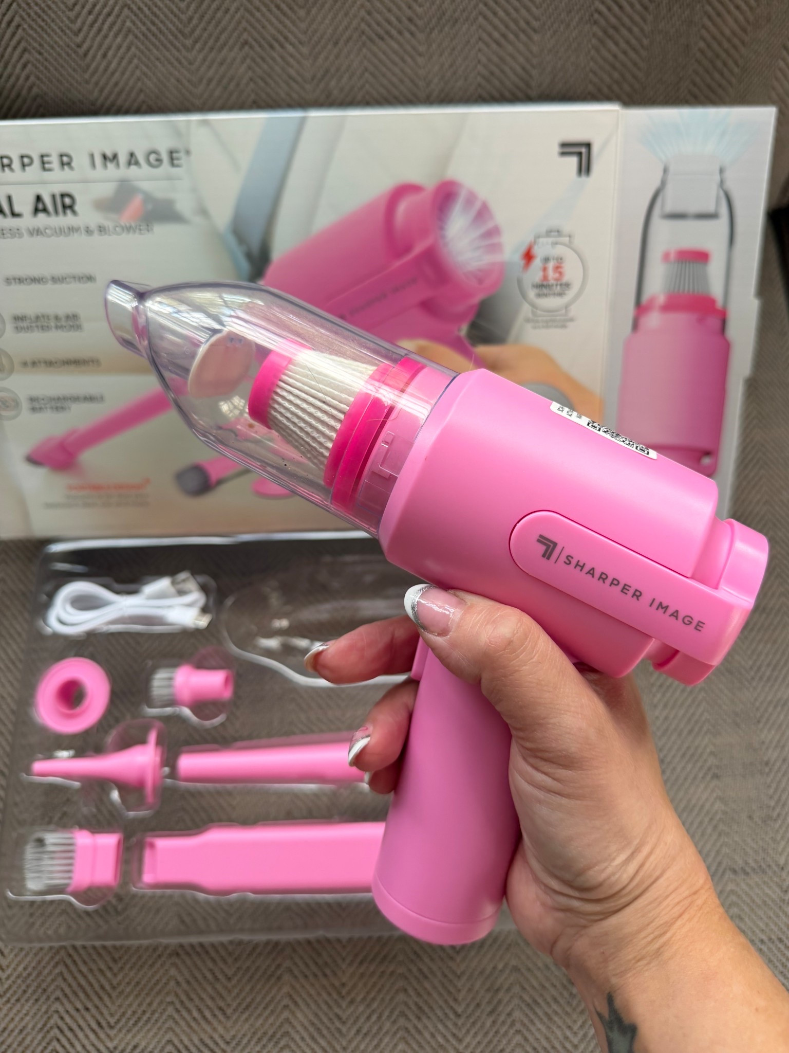 I love this cordless vacuum. It has strong suction so it even works on carpet. I love that is also doubles as a blower that you can use for cleaning or to blow up inflatables. It comes with 6 different attachments. So convenient and great for small messes! 

#LTKdayinmylife #LTKmomlife #LTKHome