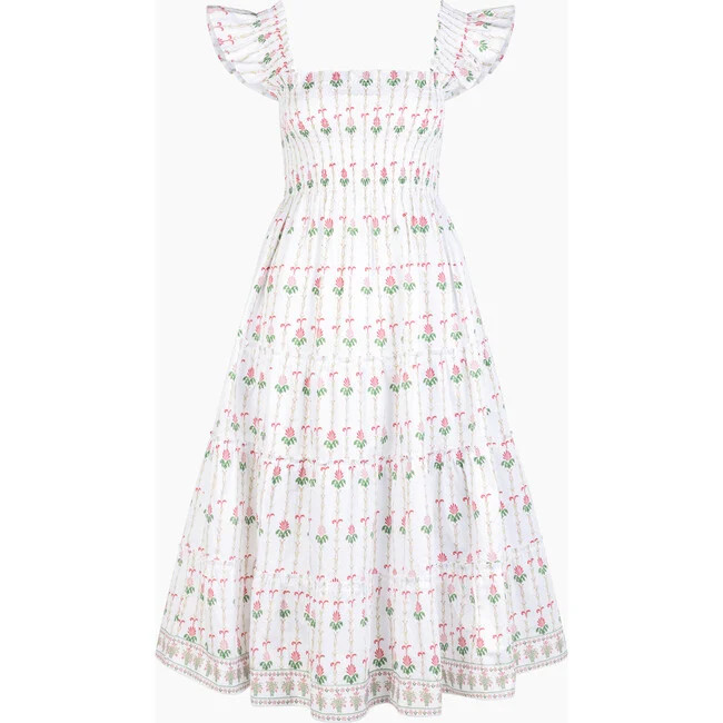 Hill House Home | The Ellie Nap Dress, White Trailing Fern (Green, Size Large) | Maisonette | Maisonette