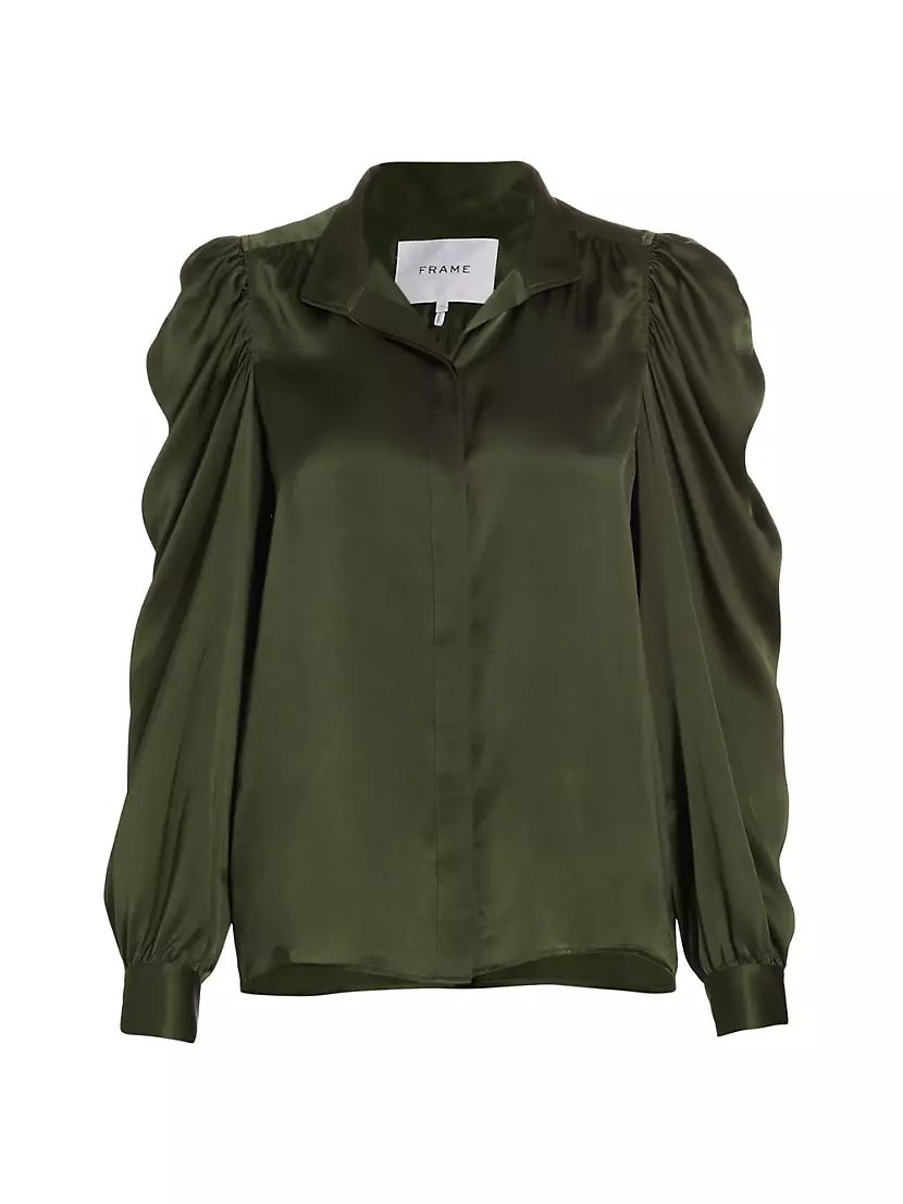 Frame Gillian Silk Puff-Sleeve Blouse | Saks Fifth Avenue