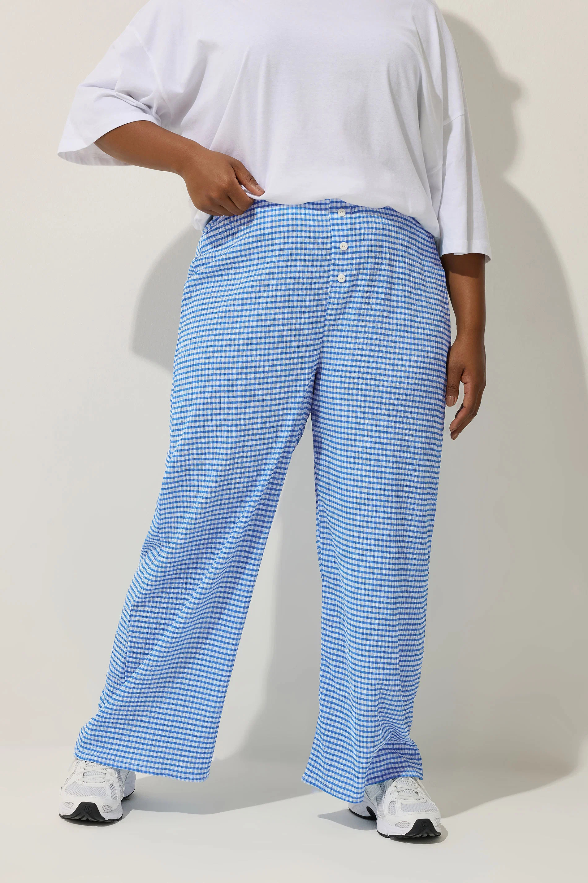 LIMITED COLLECTION Plus Size Gingham Button Front Trousers | Yours Clothing UK