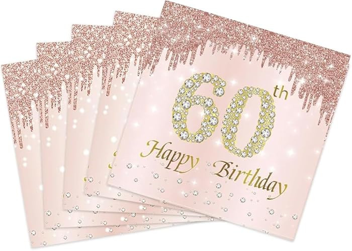 40PCS 60th Birthday Decorations for Women Rose Gold 60th Birthday Napkins Rose Gold Theme 60 Year... | Amazon (US)