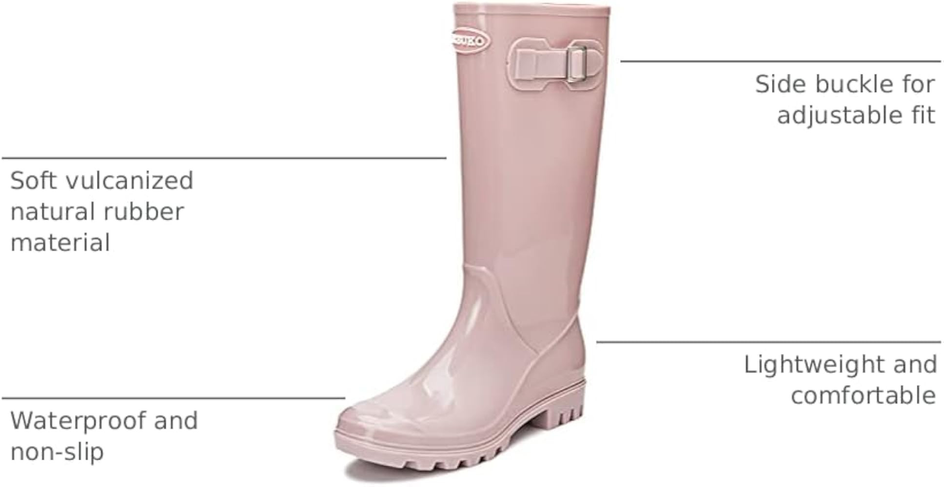 DKSUKO Women's Tall Waterproof Rubber Garden Rain Boots with Buckle | Amazon (US)