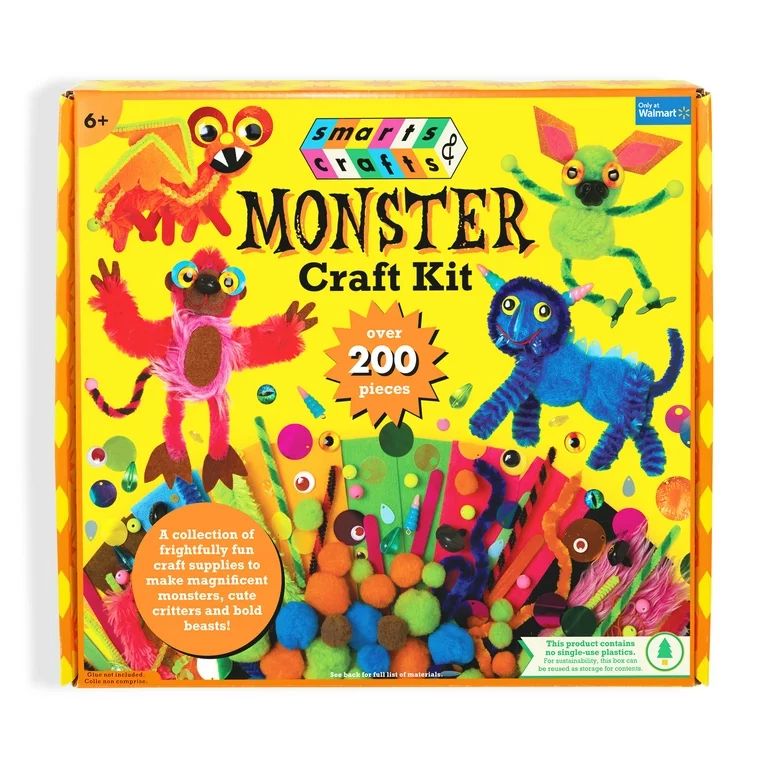 Smarts & Crafts Monster Craft Kit, 200+ Pieces, for Kids Ages 6+ | Walmart (US)