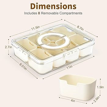 Plastic Divided Serving Tray with Lid and Handle Snack Box Charcuterie Container Portable Snack P... | Amazon (US)