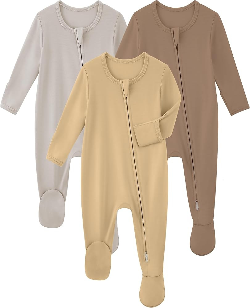 Yoofoss Rayon Made From Bamboo Baby Pajamas 3pcs Newborn Sleepers For Boy Girl Clothes, 0-3 3-6 6... | Amazon (US)