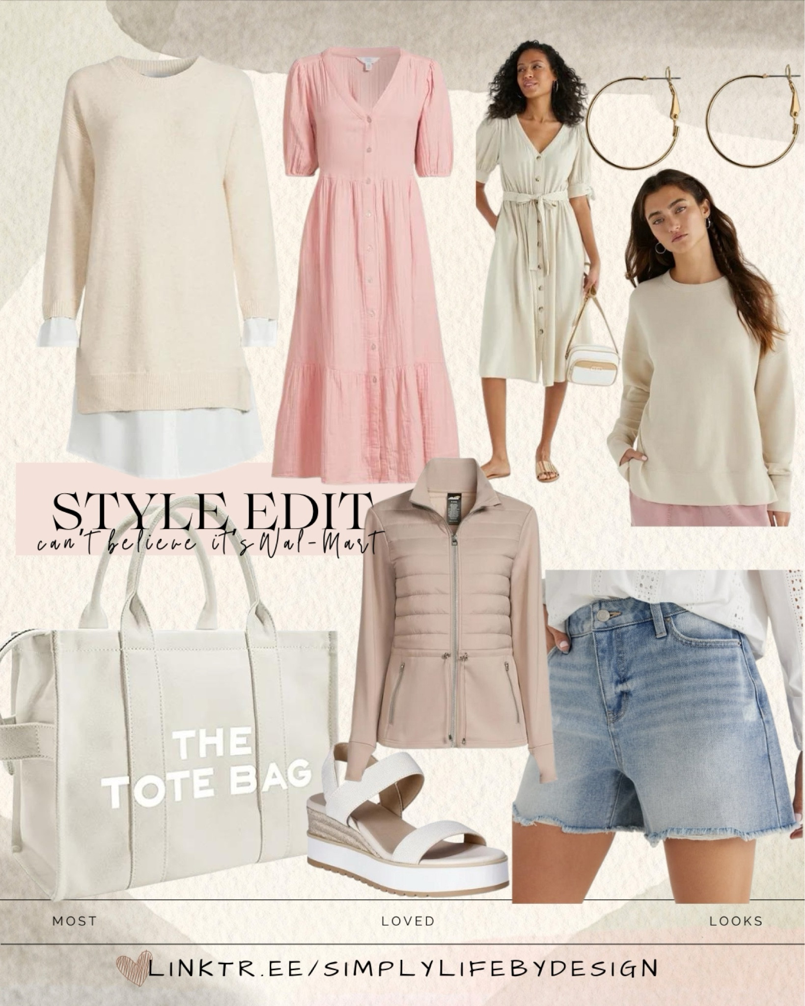 Style edit, Walmart’s best selling new finds to refresh your wardrobe for spring!

Dresses
Soft pullover
Hoop earrings 
“The tote bag” dupe 
Wedge sandals
High waist fray hem jean shorts 
Mixed media jacket-mid weight with thumbhole cuffs. 

#LTKsalealert #LTKstyletip #LTKSpringSale