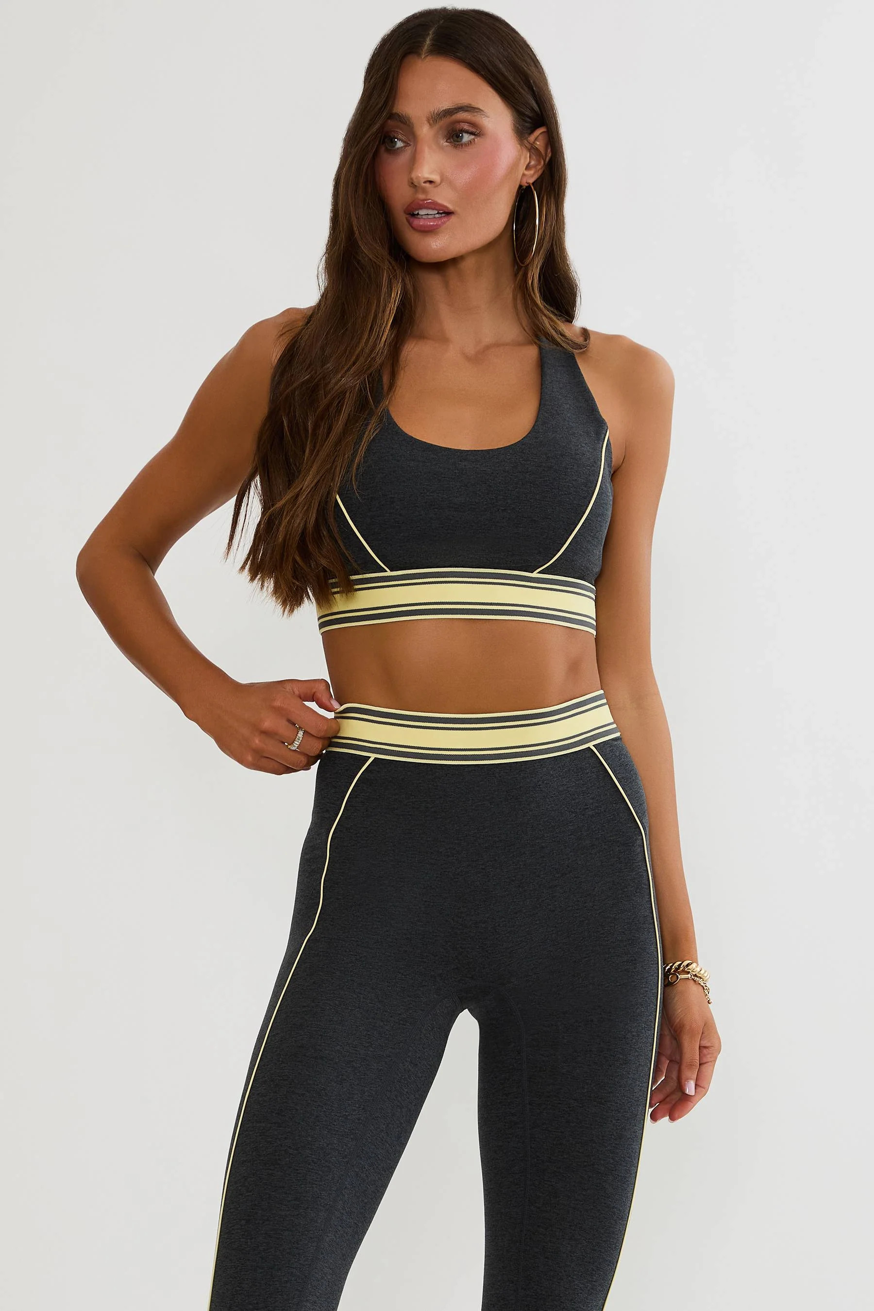 Lucille Top Butter Gray Soft Serve | Women's Racerback Sports Bra | Beach Riot | Beach Riot