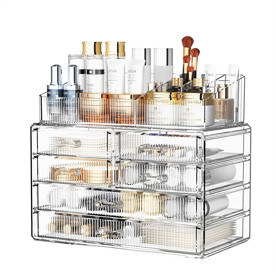 ZHIAI Stackable Storage Drawers, Acrylic Bathroom Counter Organizer Clear Makeup Organizers for V... | Amazon (US)
