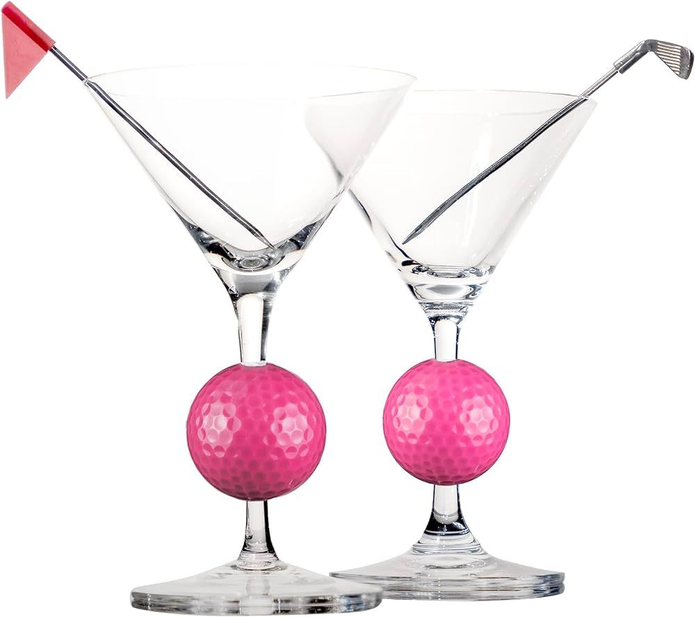 Crystal Martini Glass with Real Golf Ball - Set of 2, Patent Pending, V-Shape Long Stem Martini G... | Amazon (US)