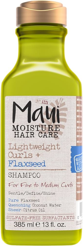 Maui Moisture Lightweight Curls + Flaxseed Shampoo, Paraben Free, Silicone Free, 13 Fl Oz,Green | Amazon (US)