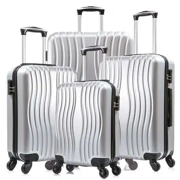 4 Piece Luggage Set with Spinner Wheels,Silver - Silver - - 37744397 | Bed Bath & Beyond
