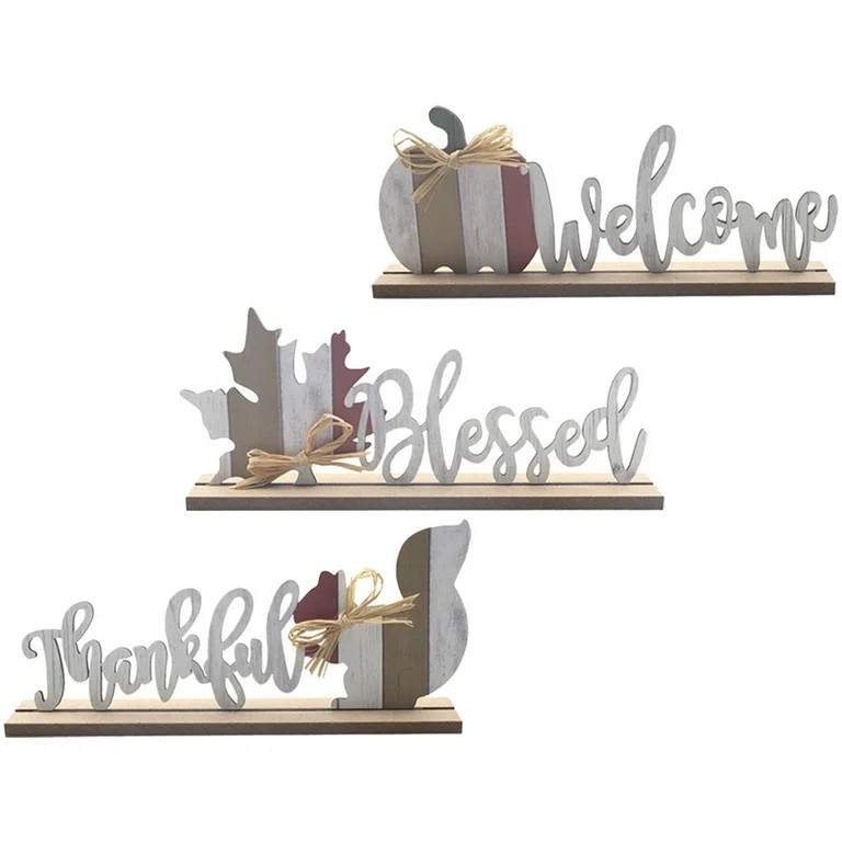 3pcs Thanksgiving Adornments Autumn Atmosphere Layout Wooden Table Decor Sign | Walmart (US)