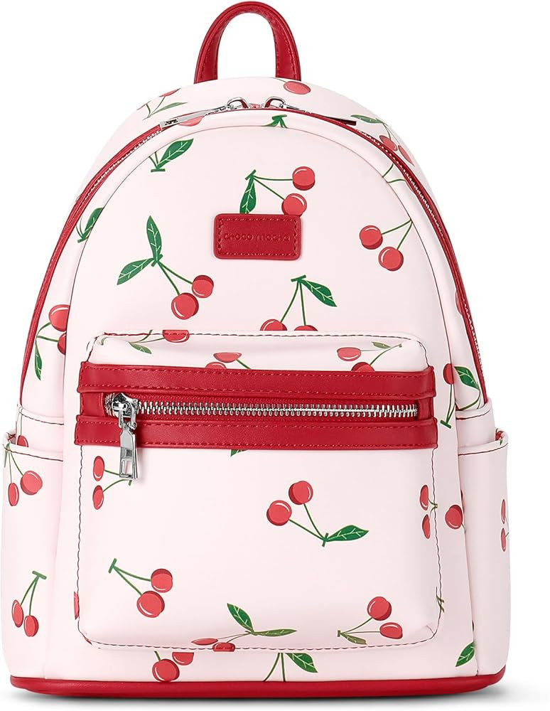 Choco Mocha Cherries Leather Mini Backpack for Girls, Travel Small Backpack Purse for Teen Girls ... | Amazon (US)