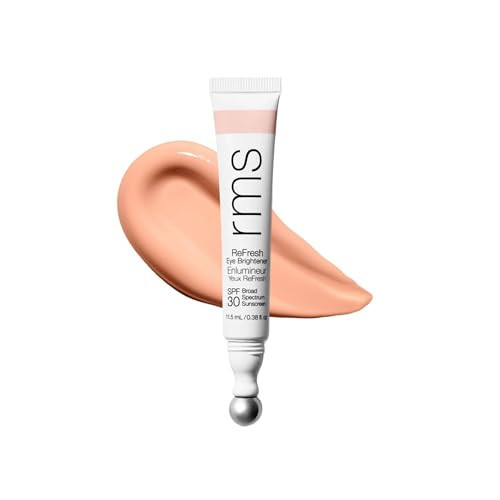 RMS Beauty Superbright Undereye Corrector – 100% Mineral SPF 30 Sunscreen – Brightening Eye Cream with Caffeine & Peptides – Tinted Depuffing Metal Rollerball – 0.4 fl oz | Amazon (US)