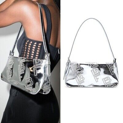 BY FAR Dulce Logo Mini Shoulder Bag in Metallic Silver | eBay US