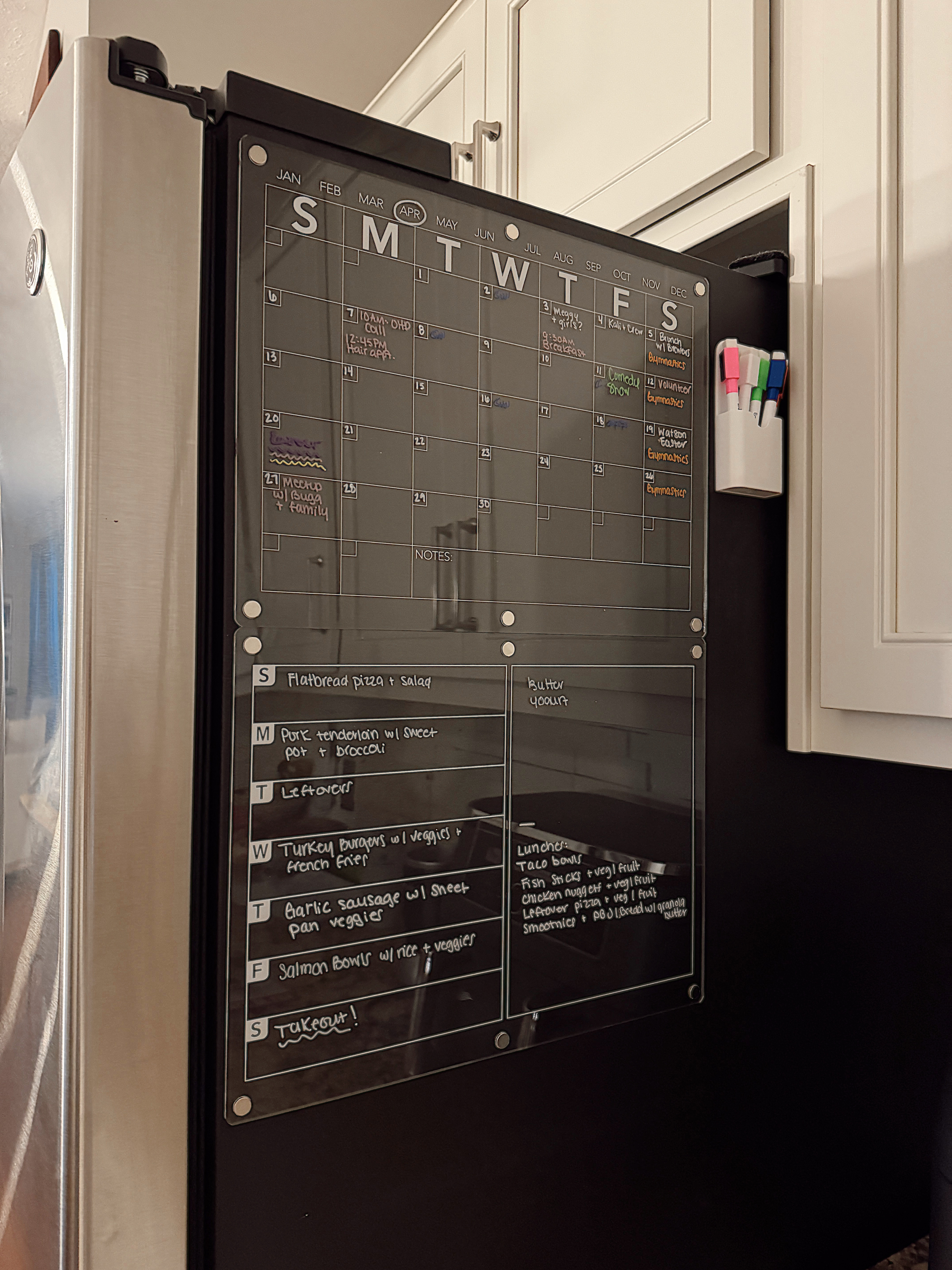 Sitting here doing my meal planning this morning and figured I'd re-share this pic of our magnetic family calendar and magnetic menu board because I love them so much! I found them on Amazon, and they come as a set. Linking here along with the liquid chalk markers I prefer to use. Click to shop! 

 #LTKHome #LTKKids #LTKFamily