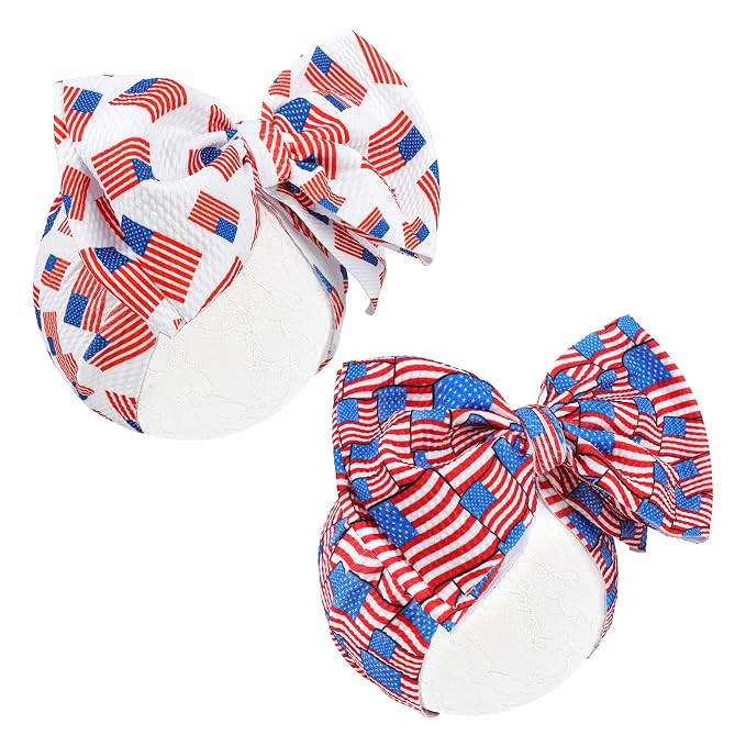 4th of July Baby Hairband American Flag Bows Patriotic Headbands Infant Bows for Baby Girls Red B... | Amazon (US)