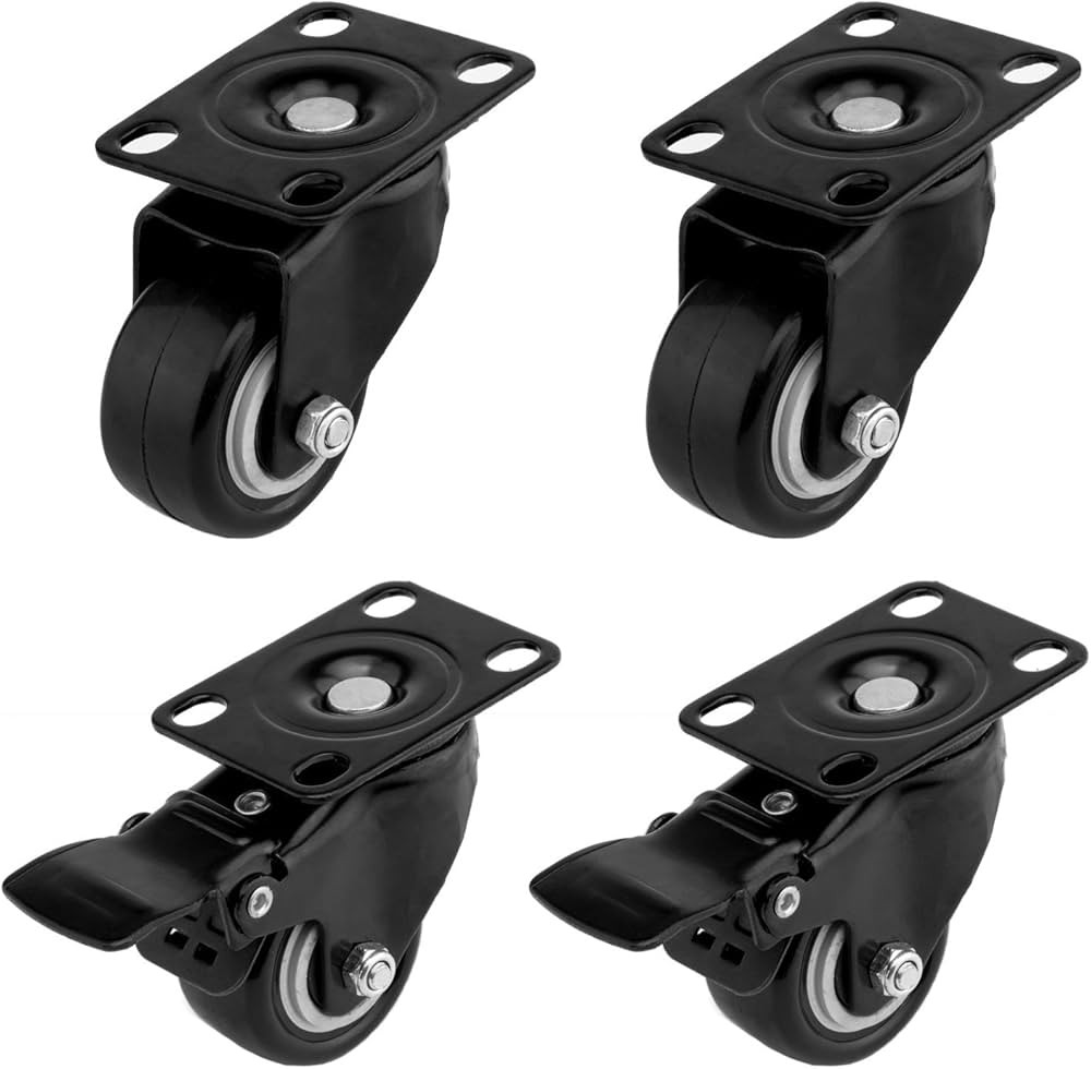 4 PCS 1.5 inch Heavy Duty Caster Wheels Polyurethane PU Rubber Swivel Casters with Top Plate & St... | Amazon (US)