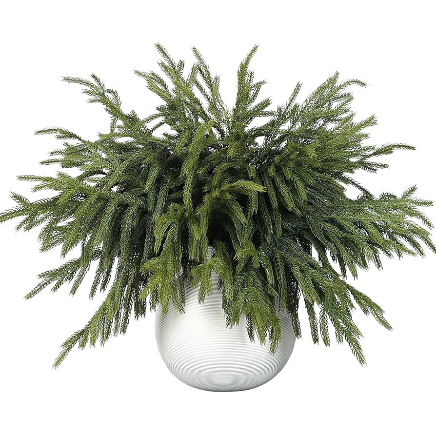16 Pcs Real Touch Norfolk Pine Branch -18" Artificial Christmas Green Plants Branches Faux Greene... | Amazon (US)