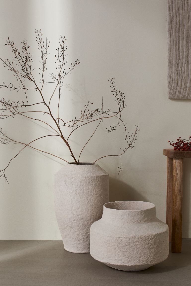 Wide Papier-maché Vase - Light beige - Home All | H&M US | H&M (US + CA)