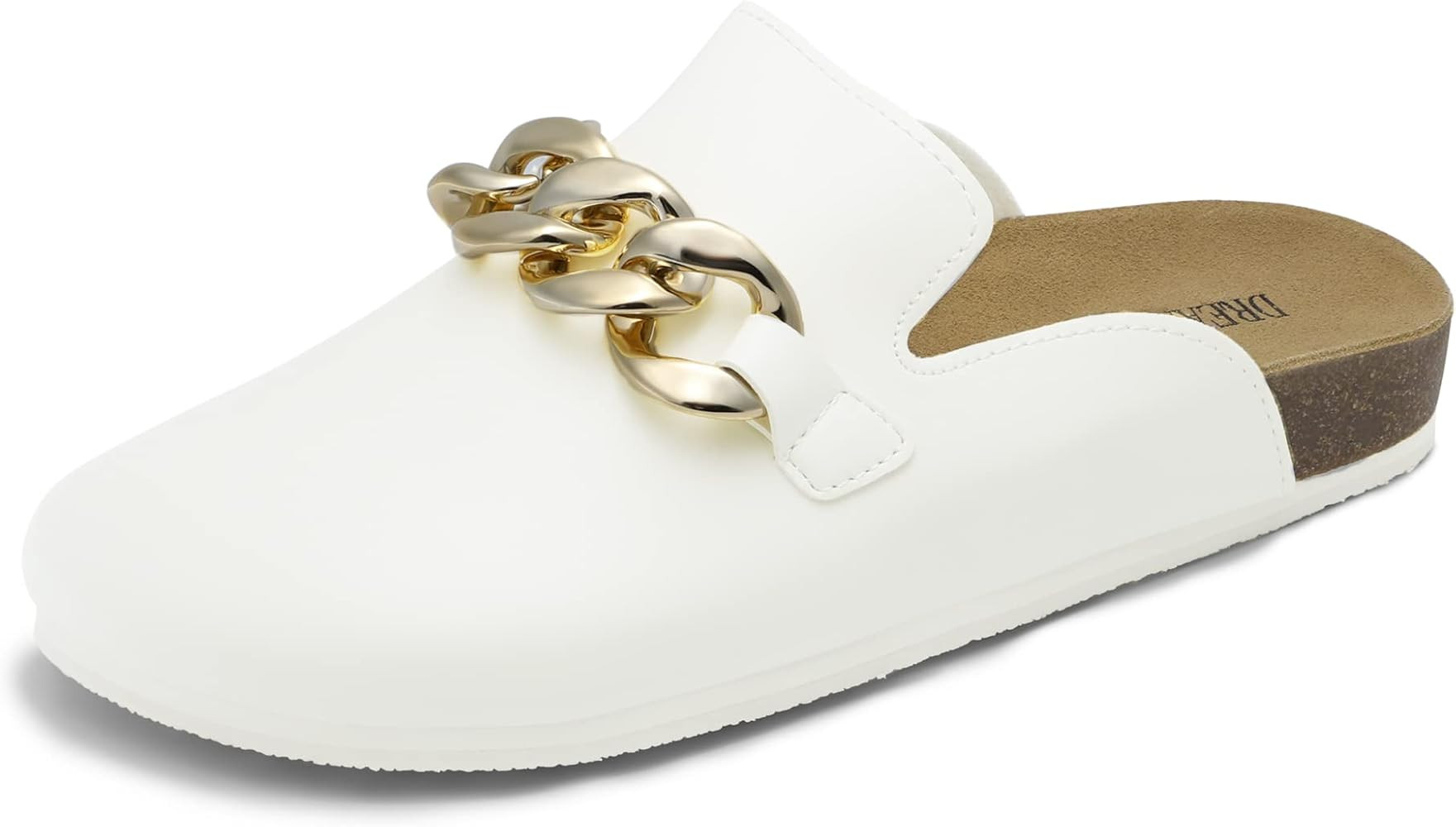 DREAM PAIRS Women’s Mules Soft Footbed Clog Comfortable Flats Cork Clog Shoes Round Toe Chain M... | Amazon (US)