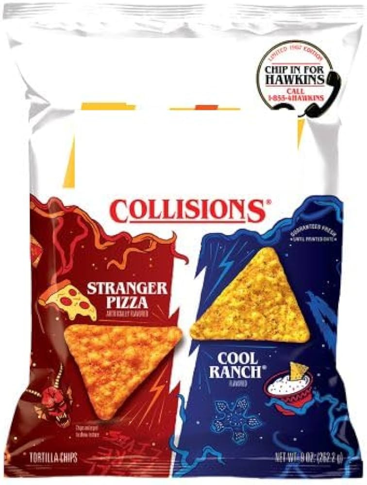 GENERIC Collisions Tortilla Chips, Stranger Pizza and Cool Ranch Flavors, Limited Edition Hawkins... | Amazon (US)