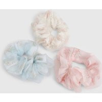 Womens Floral Print Organza Oversized Scrunchie 3 Pack - Multi - One Size, Multi | Boohoo.com (UK & IE)