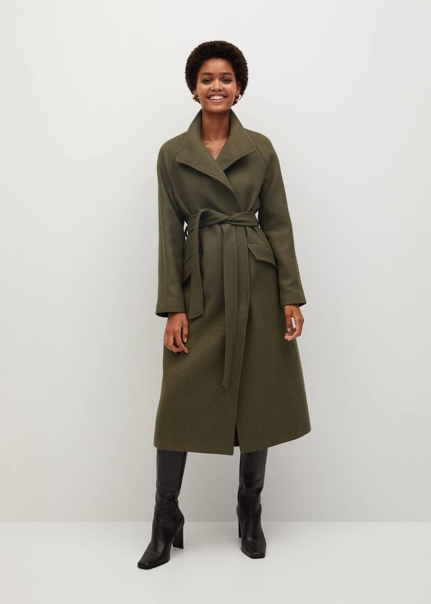 Woolen coat with belt | MANGO (US)