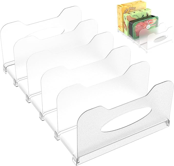 Freezer Organizer 12” Visible Fridge Organizer Rack with Removable Dividers and Handles, Freely... | Amazon (US)
