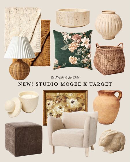 NEW! Studio McGee Target decor!
-
Floral green throw pillow - wicker base table lamp - travertine bowl - travertine vase - large woven basket - woven throw blanket - floral vintage framed art - Lynwood velvet square ottoman - velvet armchair ivory - clay jug vase with handle - marble bunny rabbit figurine - affordable home decor - studio McGee home decor 

#LTKhome #LTKfindsunder50 #LTKfindsunder100