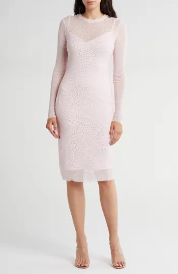 Loah Rhinestone Long Sleeve Mesh Dress | Nordstrom Rack