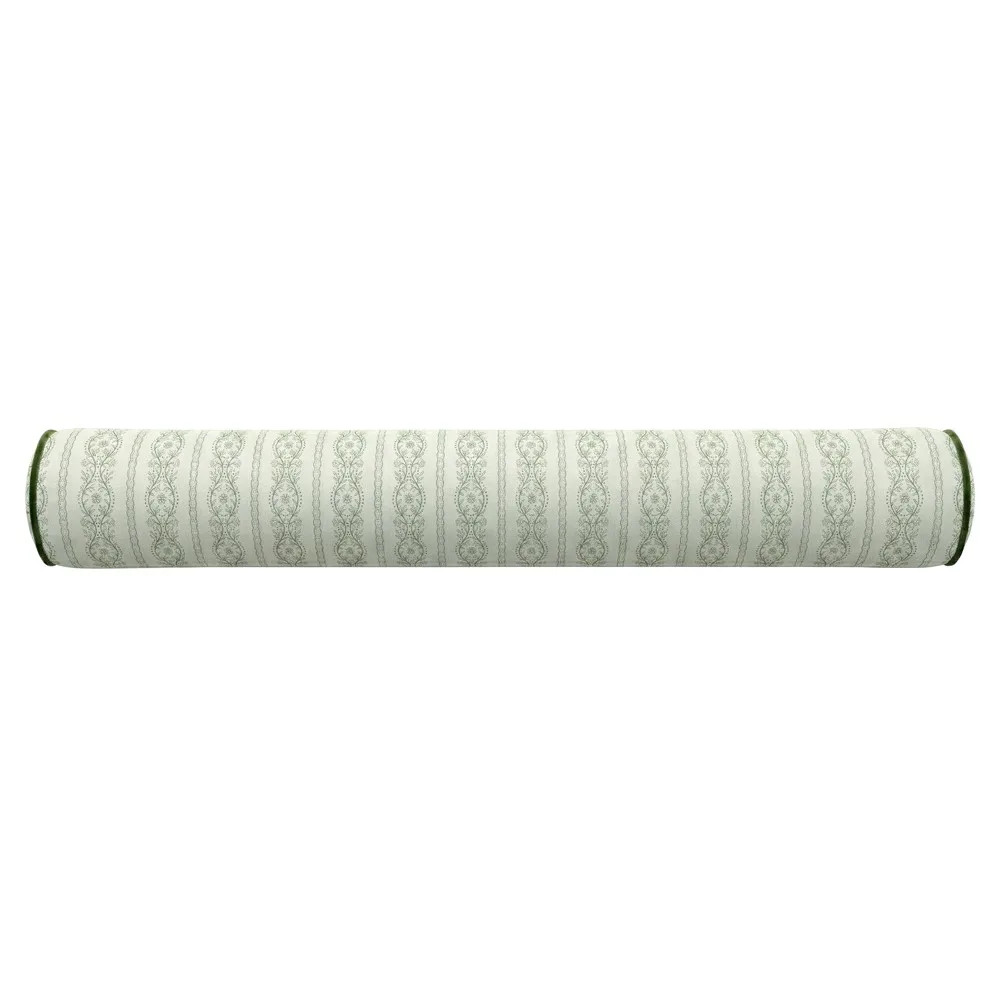 Elsie Moss Green Bolster Pillow - 7x48 | Kathy Kuo Home