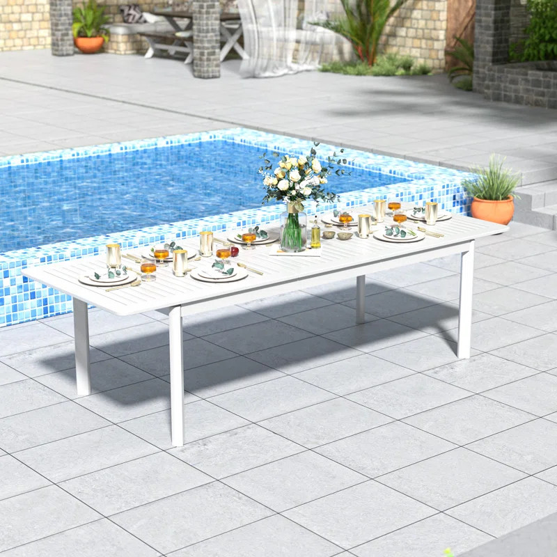 108 in. x 39 in. Extendable Rectangular Aluminum Outdoor Dining Table | Wayfair North America