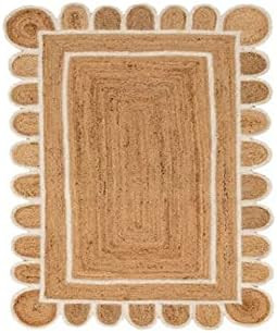 Natural Jute Scalloped Rug Bohemian Rug Decor Rug Handwoven Rug Custom Rug Decorative Rug by Durr... | Amazon (US)