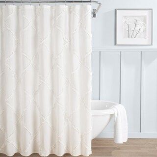 Laura Ashley Adelina White Shower Curtain | Bed Bath & Beyond