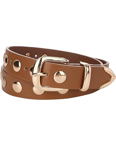 JASGOOD Women Fashion Leather Belt Punk Studded Belt for Jeans Pants Dresses | Amazon (US)