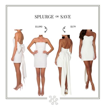 Splurge or Save White Bow Dress Edition. This little white dress with oversized bow train is perfect for a black tie cocktail party, holiday party, bridal shower, engagement party or formal affair. Classic, feminine, grandmillennial style, bridal style, rehearsal dinner dress, bachelorette, bride, pretty, preppy, wedding guest, party looks 

#LTKsalealert #LTKparties #LTKwedding