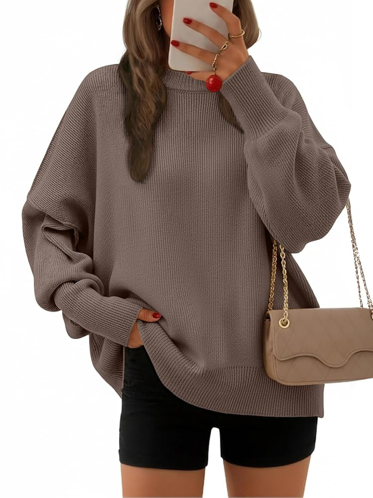 EFAN Women's Oversized Sweaters 2025 Fall Crewneck Batwing Sleeve Pullover Sweaters | Amazon (US)