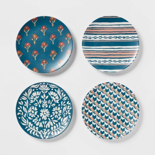 6.8" 4pk Bamboo and Melamine Mixed Pattern Appetizer Plates - Threshold™ | Target